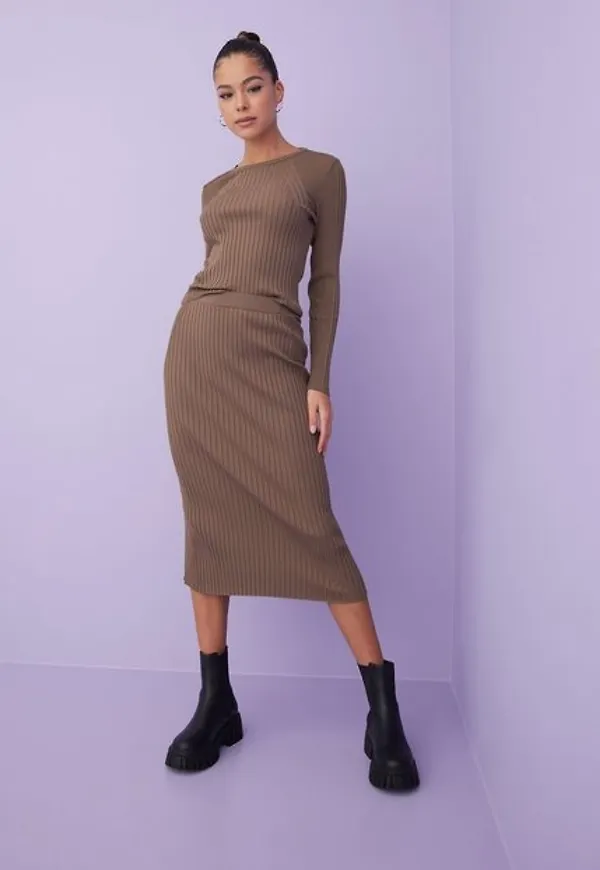Only Onllinea Pencil Skirt Cc Knt Midikjolar Walnut