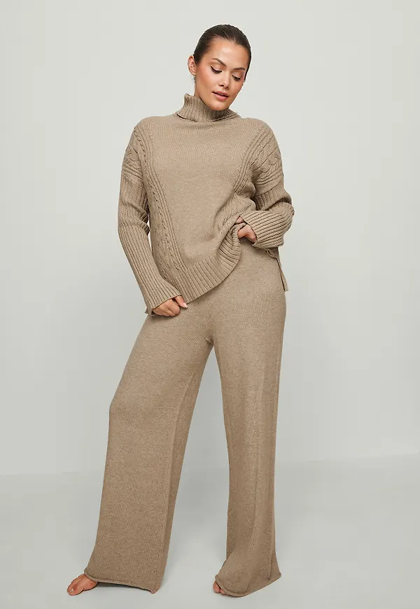 NA-KD Trend Vida stickade byxor - Beige