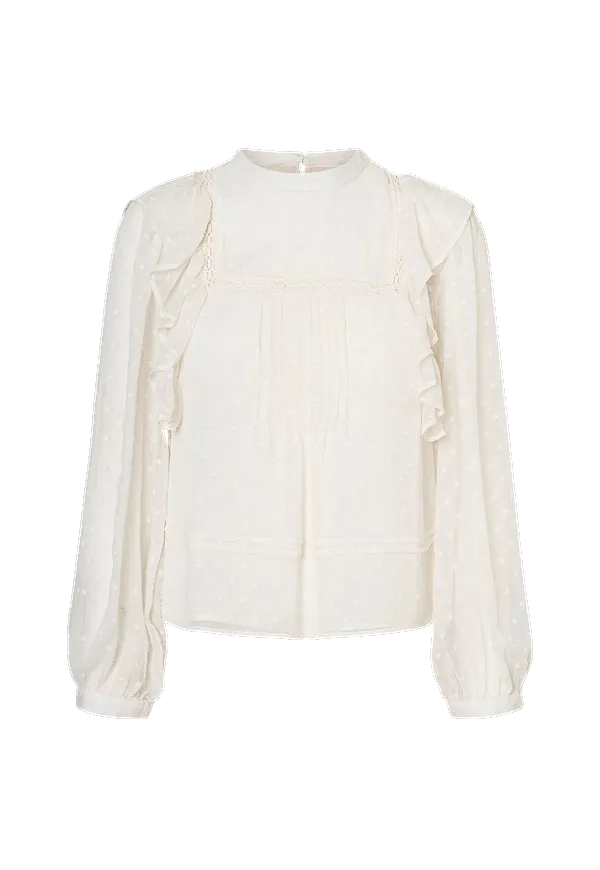 Vero Moda - Blus vmWilma L/S Pleat Top - Vit