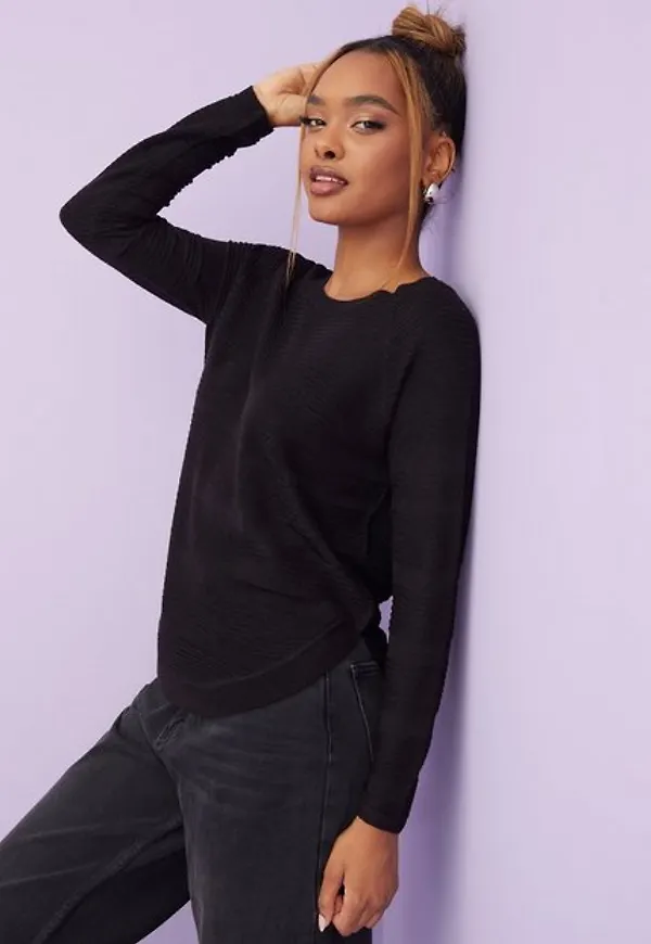 Only onlCAVIAR L/S Pullover Knt Noos Stickade tröjor Svart