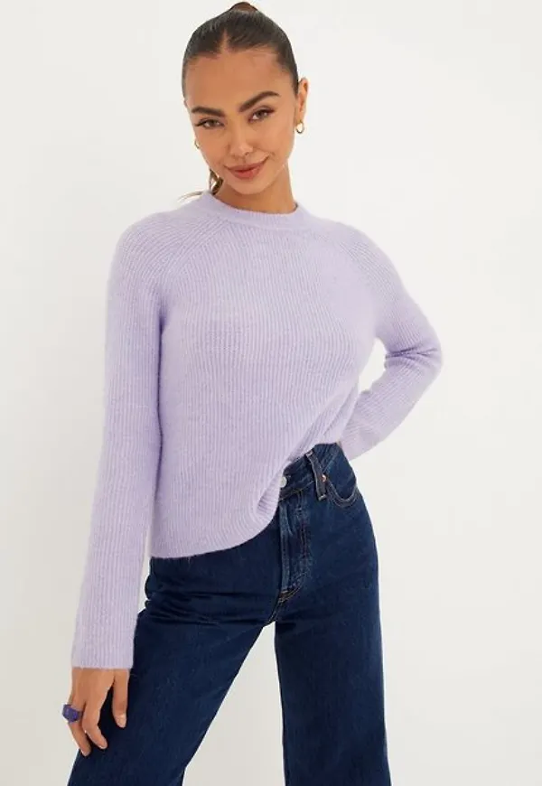 Pieces Pcellen Ls O-Neck Knit Noos Bc Stickade tröjor Lavender