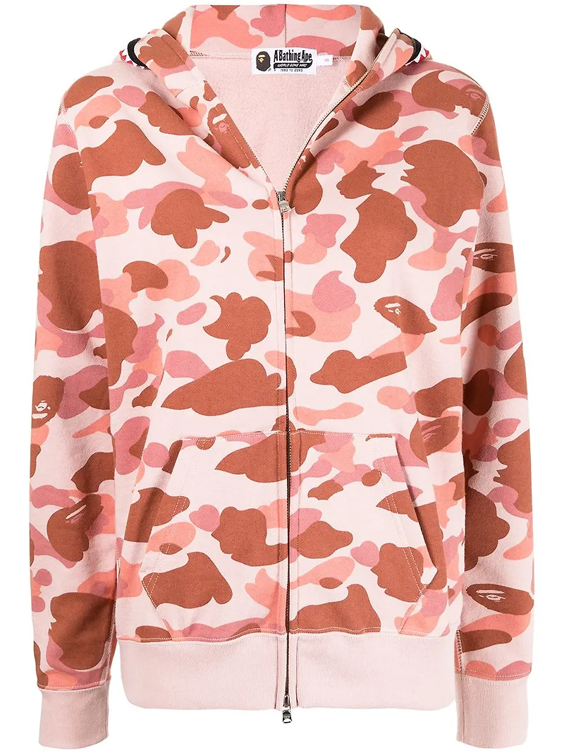 A BATHING APE® hoodie med dragkedja - Rosa