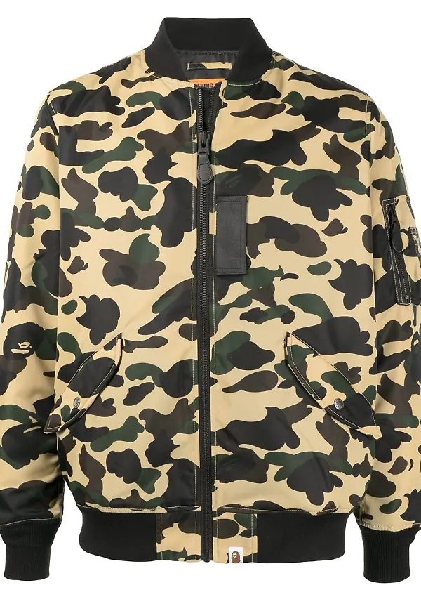 A BATHING APE® kamouflagemönstrad bomberjacka - Gul