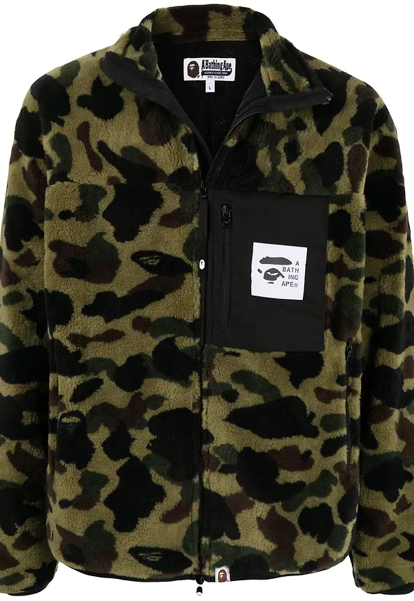 A BATHING APE® kamouflagemönstrad fleecetröja - Grön