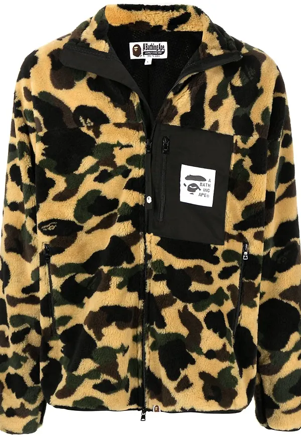 A BATHING APE® kamouflagemönstrad fleecetröja - Gul