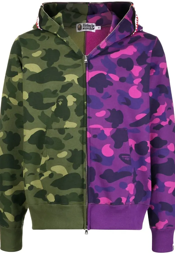 A BATHING APE® kamouflagemönstrad hoodie - Grön