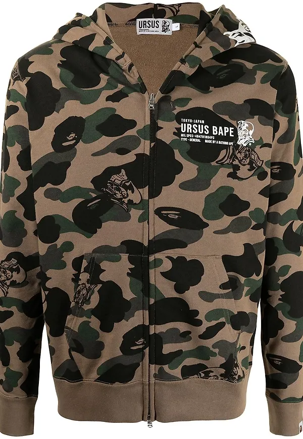 A BATHING APE® kamouflagemönstrad hoodie - Grön
