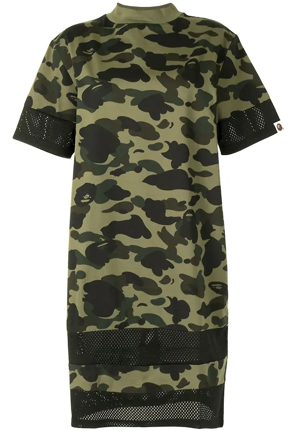 A BATHING APE® kamouflagemönstrad t-shirtklänning - Grön