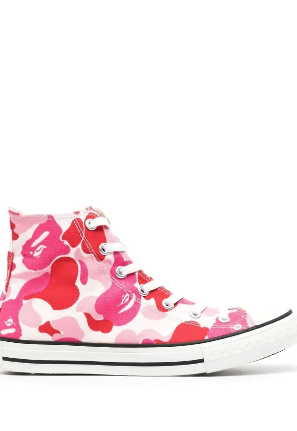A BATHING APE® kamouflagemönstrade sneakers - Rosa