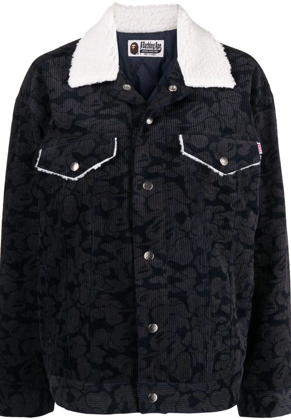 A BATHING APE® Shark kamouflagemönstrad manchesterjacka - Svart
