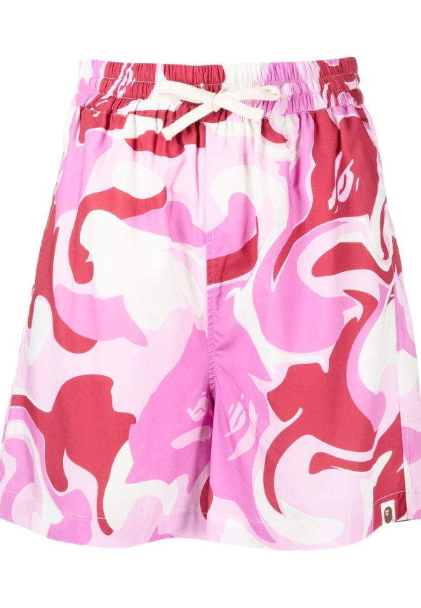 A BATHING APE® shorts med abstrakt tryck - Rosa