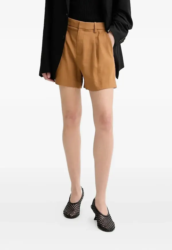A.L.C. plisserade shorts med hög midja - Brun