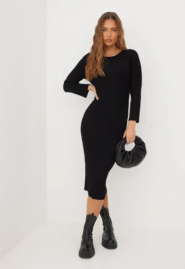MOSS COPENHAGEN Hasle 3/4 Dress Långärmade klänningar Black