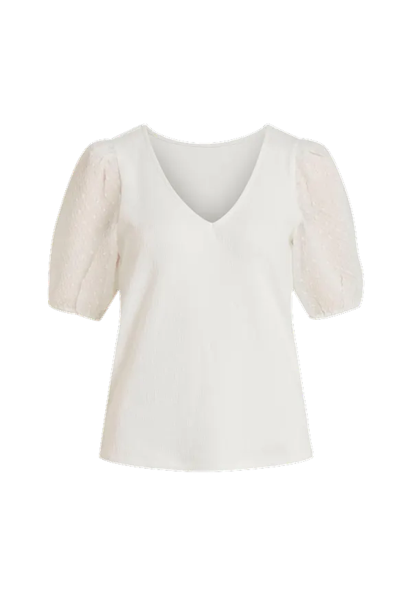 Vila - Topp viAzure Rev V-neck 2/4 Top - Vit