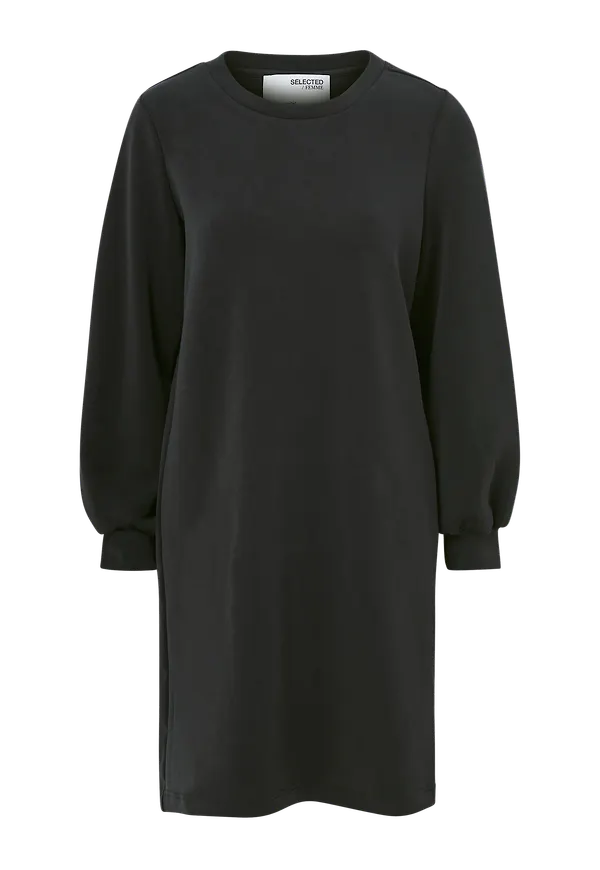 Selected FEMME - Sweatklänning slfTenny LS O-neck Sweat Dress - Svart
