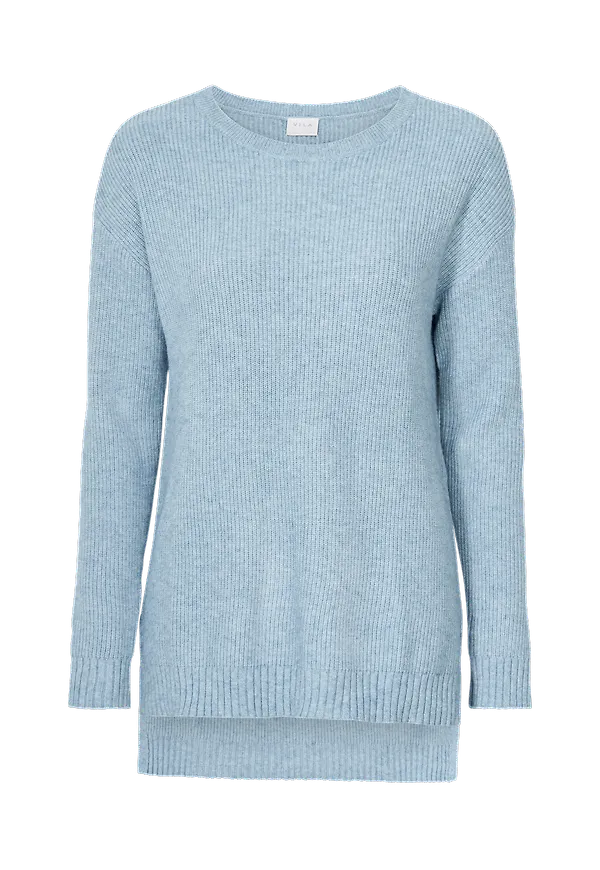 Vila - Tröja viRil High Low Rib L/S Knit Top - Blå