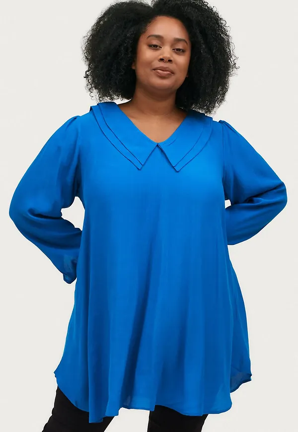 Zizzi - Tunika xVinyl L/S Tunic - Blå