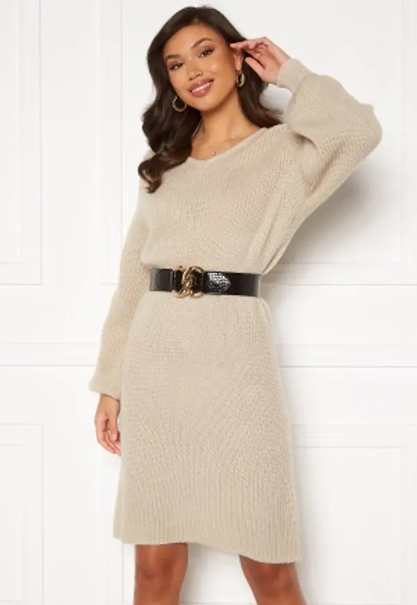 Rut & Circle Miranda Knit Dress Light Beige L