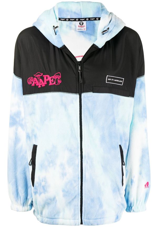 AAPE BY *A BATHING APE® batikmönstrad fleecejacka med huva - Blå