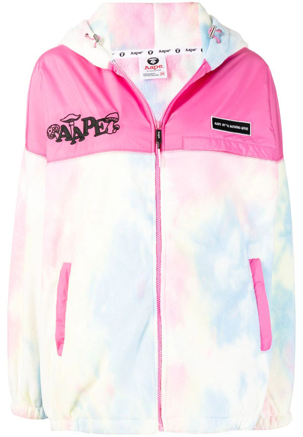 AAPE BY *A BATHING APE® batikmönstrad fleecejacka med huva - Flerfärgad