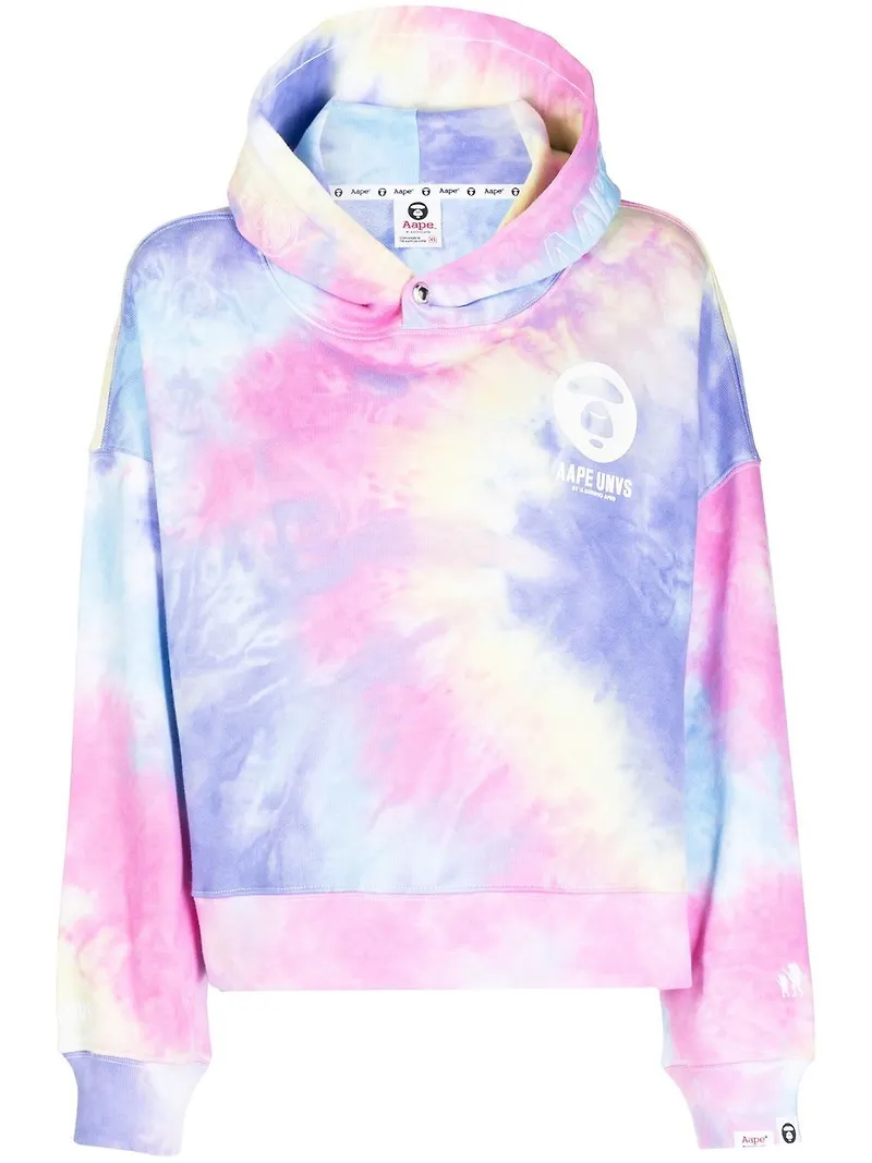 AAPE BY *A BATHING APE® batikmönstrad hoodie med logotyp - Lila