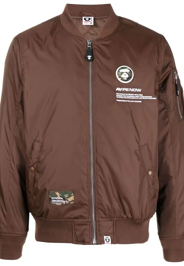 AAPE BY *A BATHING APE® bomberjacka med logotypmärke - Brun