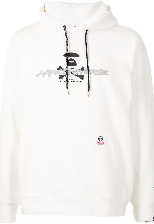 AAPE BY *A BATHING APE® hoodie med logotyp - Vit