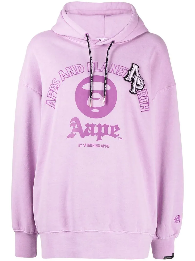 AAPE BY *A BATHING APE® hoodie med logotypmärke - Lila