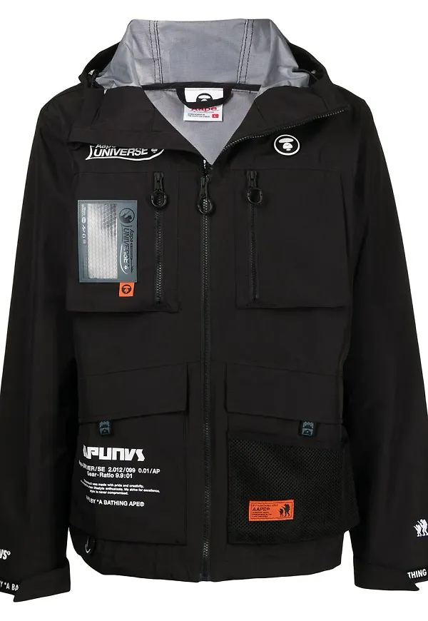 AAPE BY *A BATHING APE® jacka med flera fickor och grafiskt tryck - Svart
