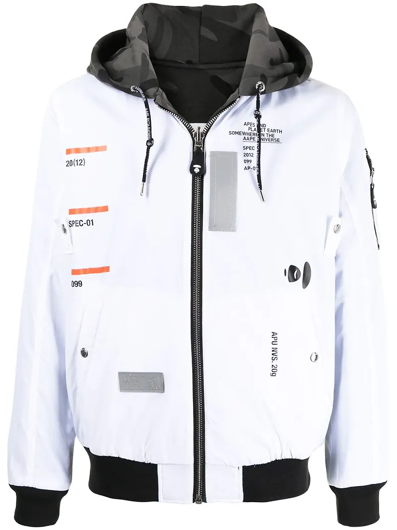 AAPE BY *A BATHING APE® jacka med huva - Vit