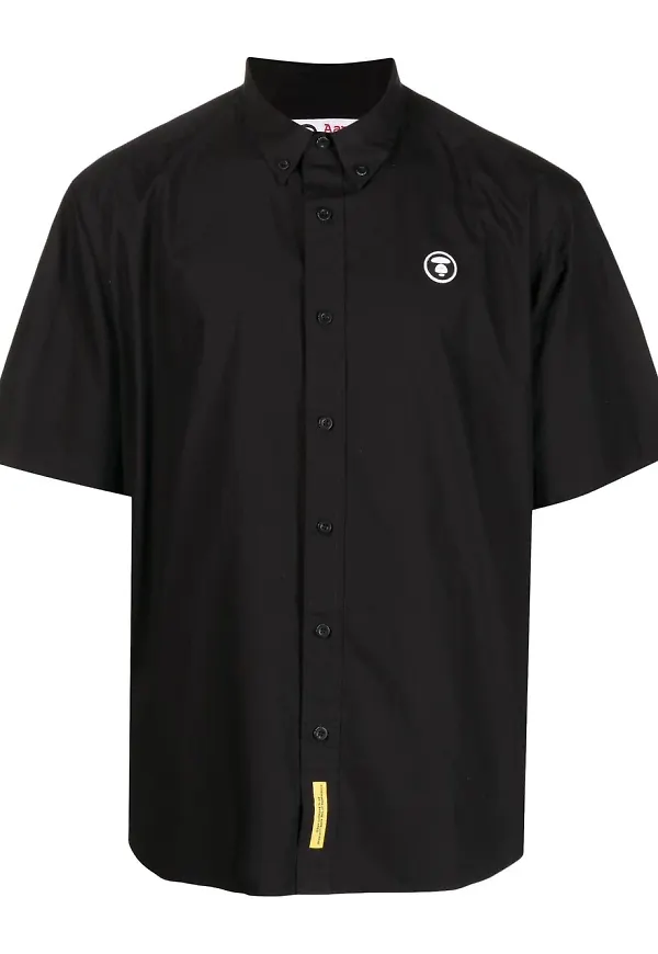 AAPE BY *A BATHING APE® kortärmad skjorta med logotypmärke - Svart