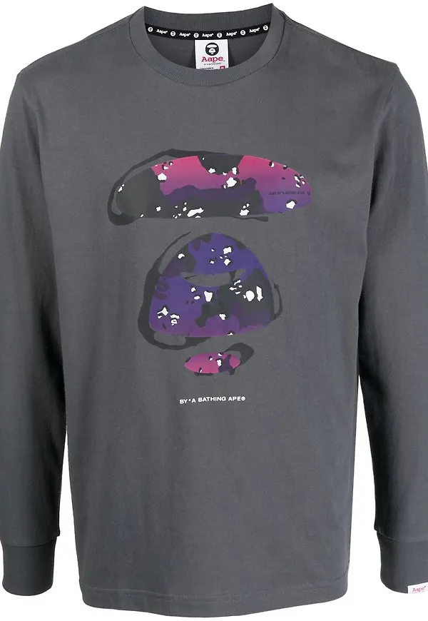 AAPE BY *A BATHING APE® långärmad t-shirt med grafiskt tryck - Grå