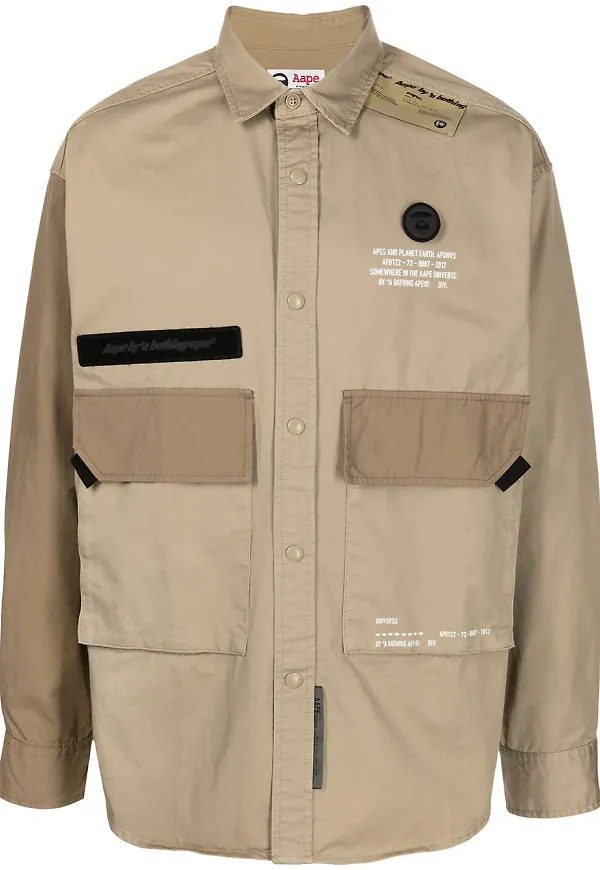 AAPE BY *A BATHING APE® militärskjorta med märke - Vit