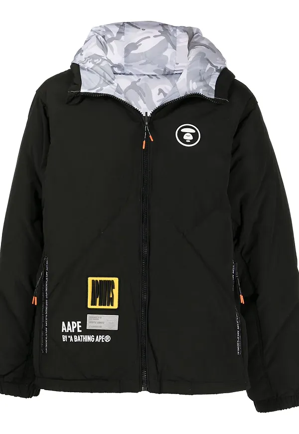 AAPE BY *A BATHING APE® quiltad jacka med huva - Svart