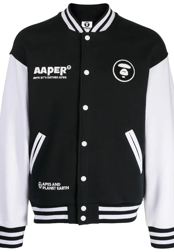 AAPE BY *A BATHING APE® randig bomberjacka med logotyp - Svart