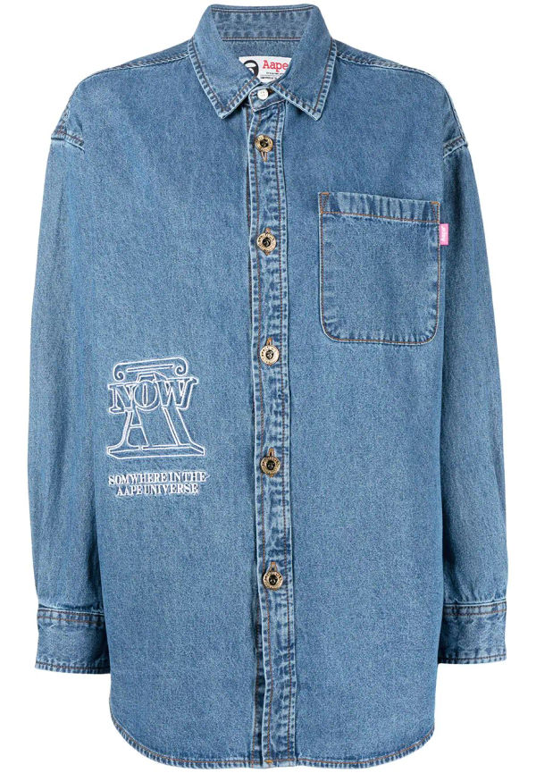 AAPE BY *A BATHING APE® skjorta i oversize-modell - Blå