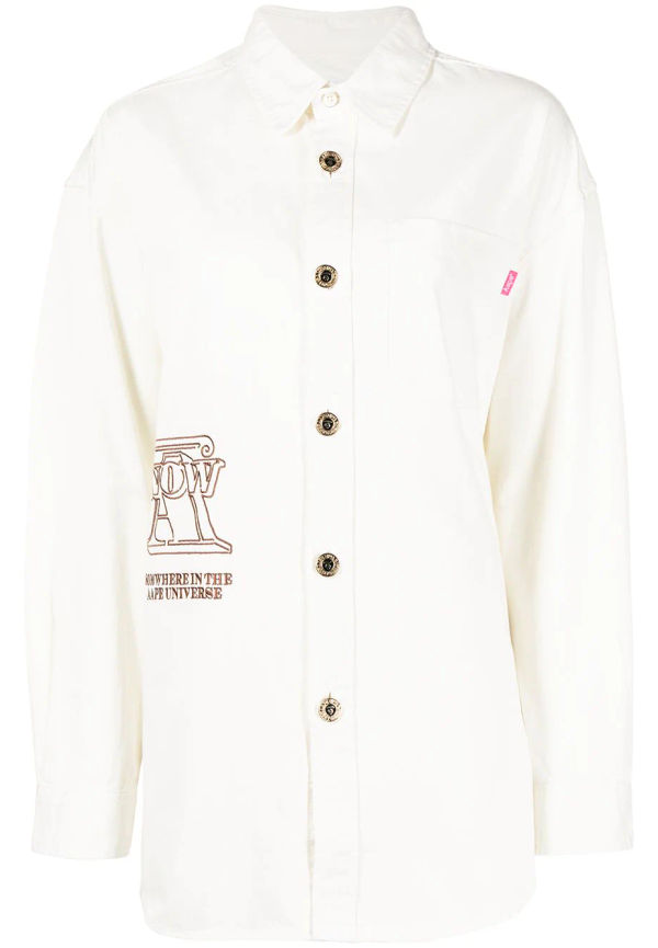 AAPE BY *A BATHING APE® skjorta i oversize-modell - Vit
