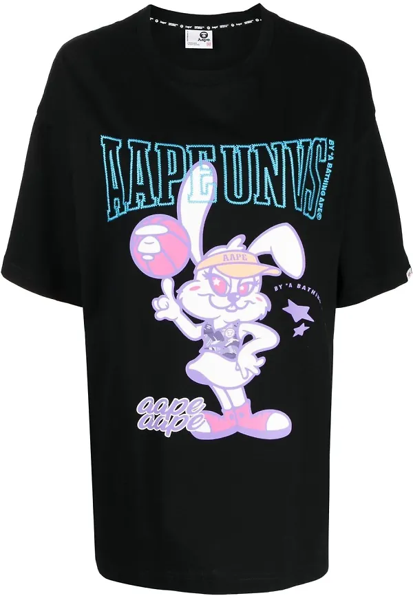 AAPE BY *A BATHING APE® t-shirt i oversize-modell - Svart