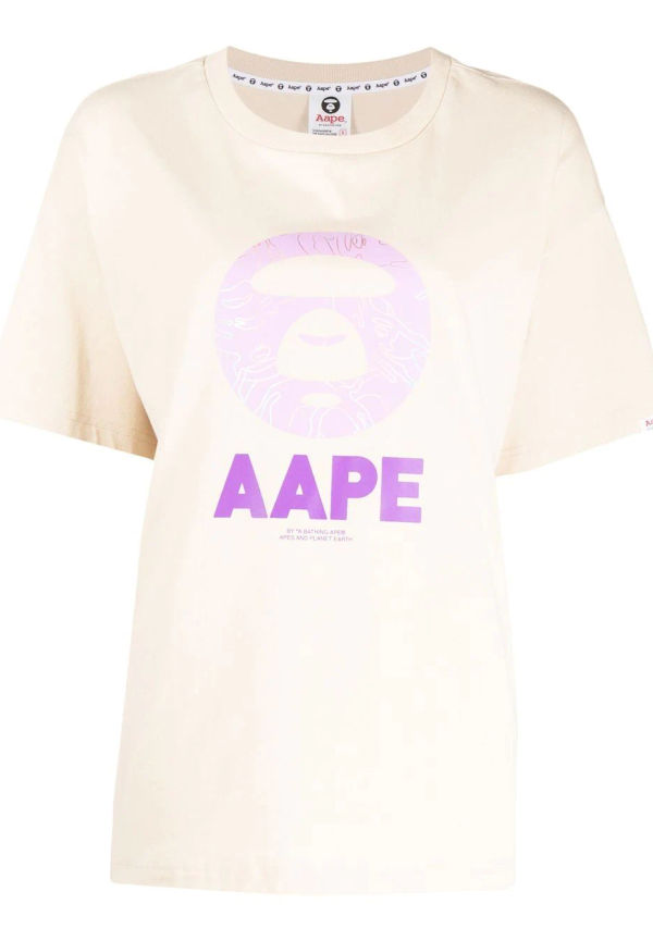 AAPE BY *A BATHING APE® t-shirt med logotyp - Brun