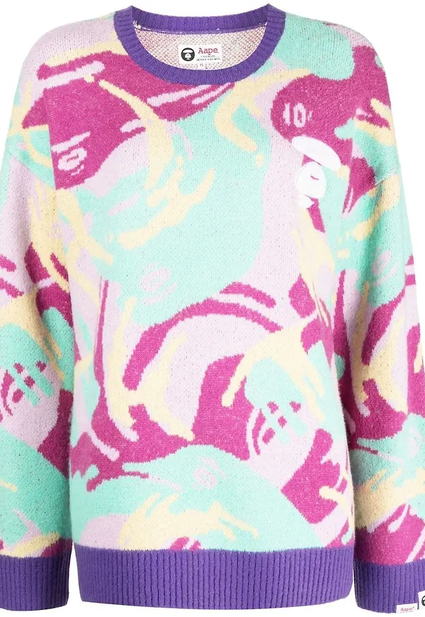 AAPE BY *A BATHING APE® tröja med abstrakt tryck - Lila