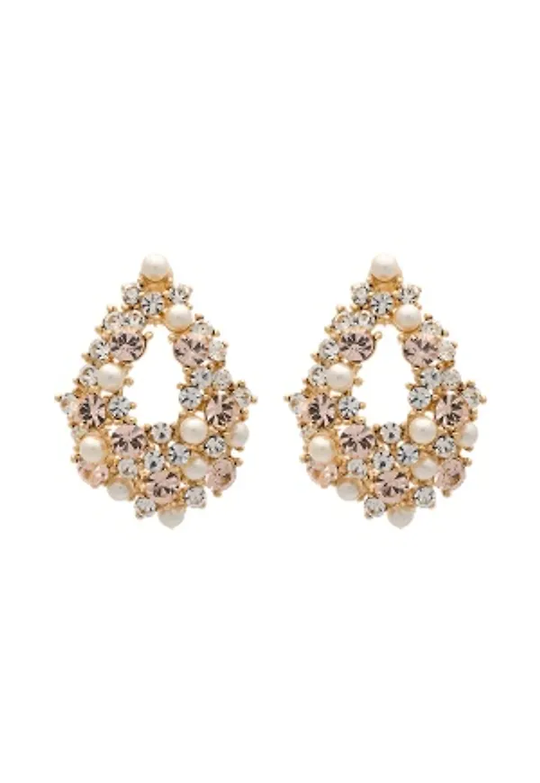 LILY AND ROSE Alice Pearl Earrings Ivory Silk/Gold One size