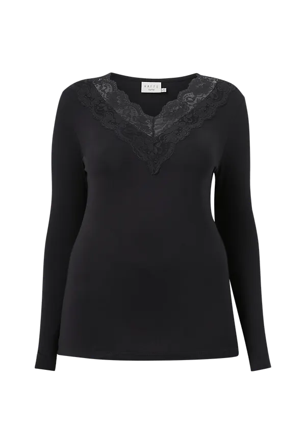 KAFFE Curve - Topp kcLima Jersey Blouse - Svart
