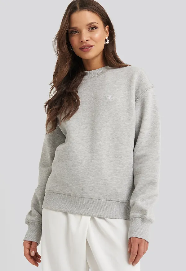 Calvin Klein Embroidery Regular Crew Neck Sweater - Grey