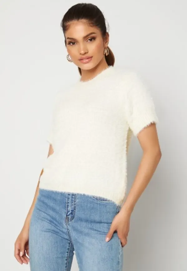 Blue Vanilla Fluffy Knit Top Ivory M/L