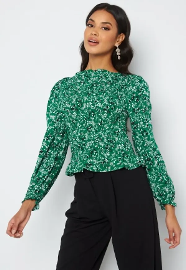 Sisters Point Voba LS Blouse 812 Emerald/Flower XL