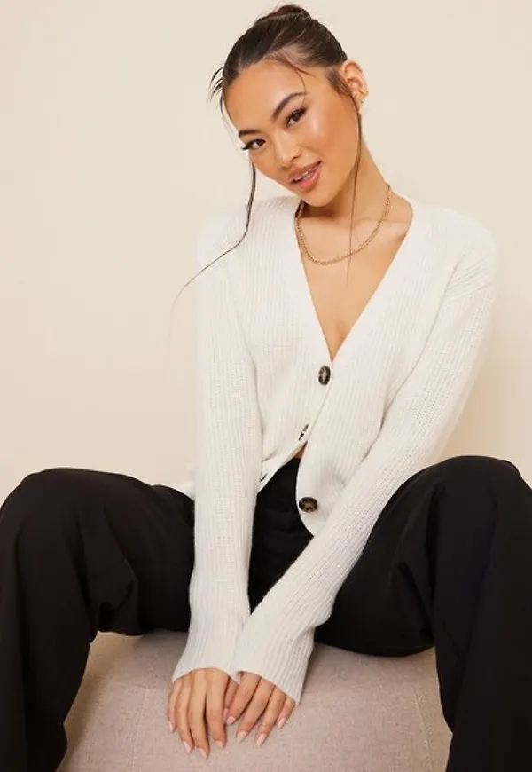 Pieces Pckarie Ls Knit Cardigan Noos Stickade tröjor Vit