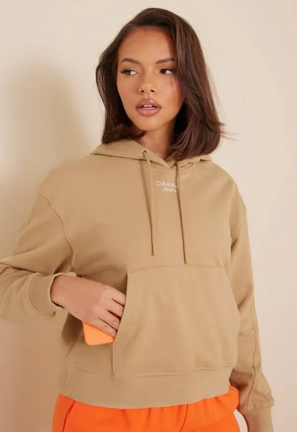 Calvin Klein Jeans Stacked Logo Hoodie Hoodies Sand