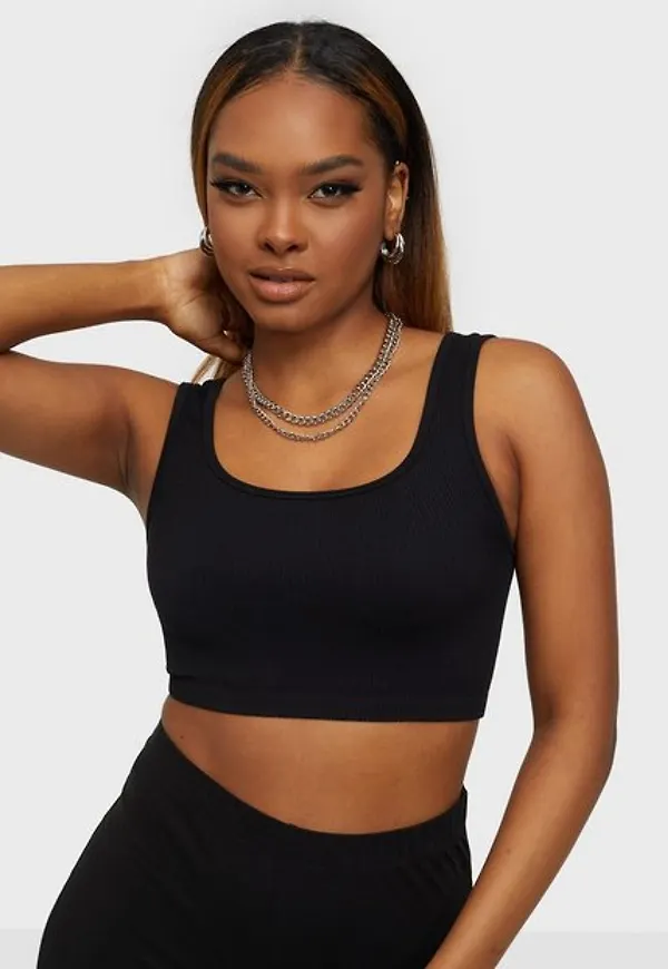 Only Onlgwen Cropped Rib Top Pnt Linnen Black