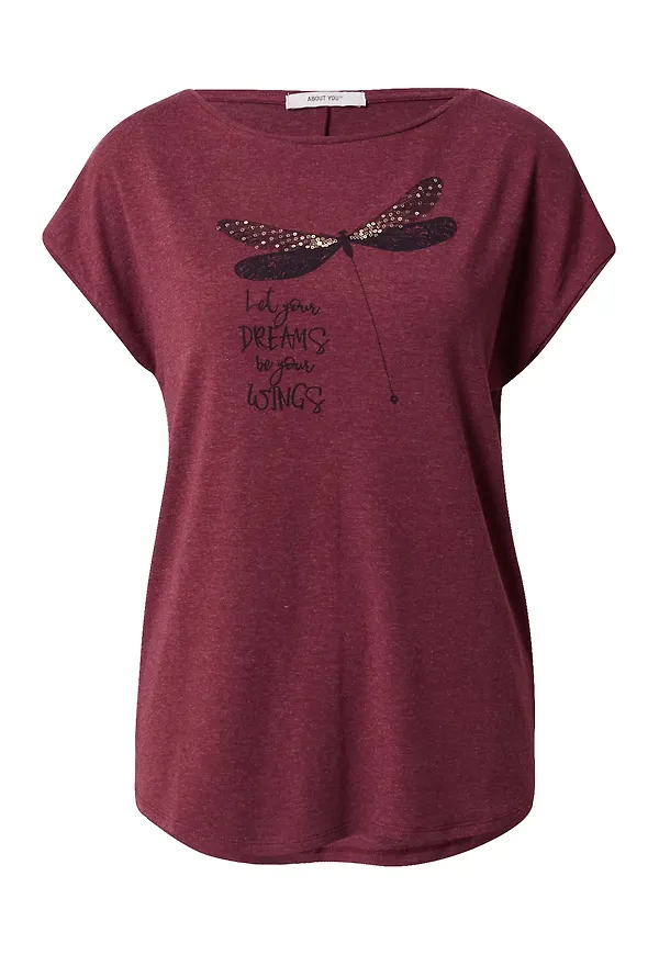 ABOUT YOU T-shirt 'Suzi' bordeaux / svart