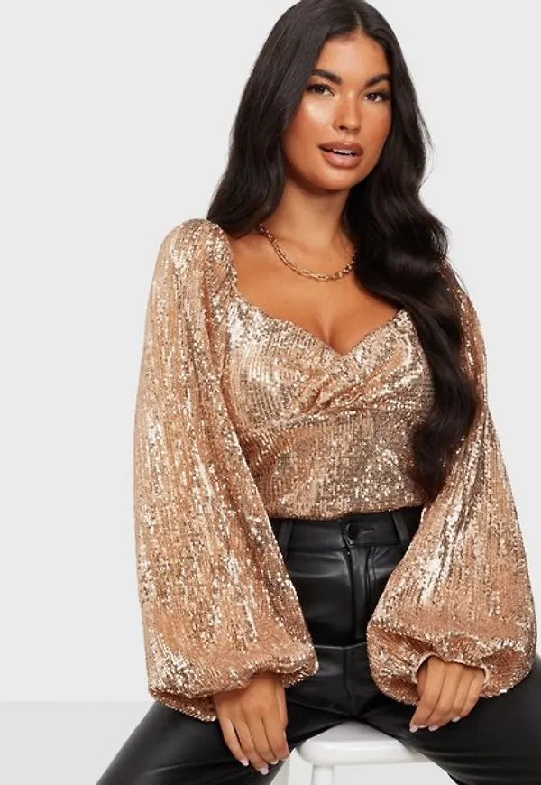 NLY Trend Sequin Top Festtoppar Rosé